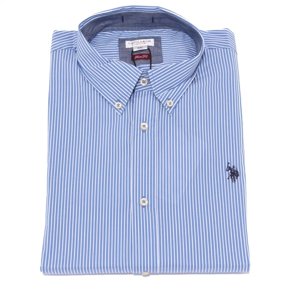3802K camicia uomo U.S. POLO ASSN. SLIM FIT light blu/white striped shirt man