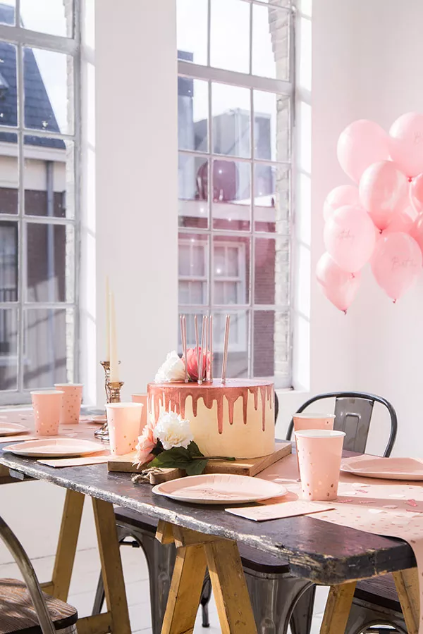 50 ° compleanno 8 piatti di carta Elegante blush in oro rosa