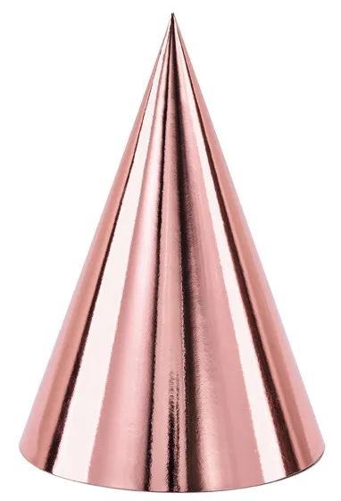 6 cappellini da festa oro rosa metallico 16 cm