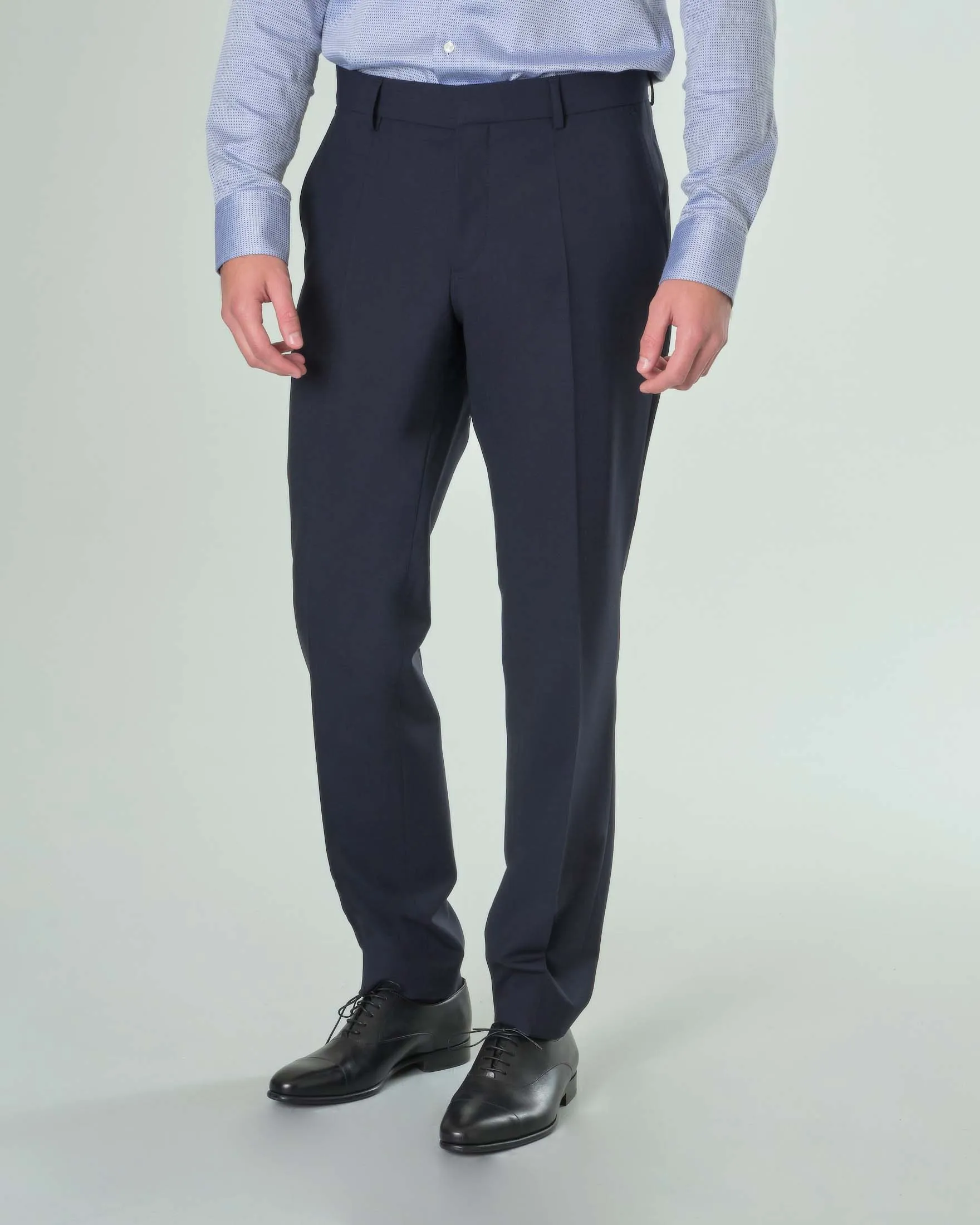 Abito blu in tela di lana stretch