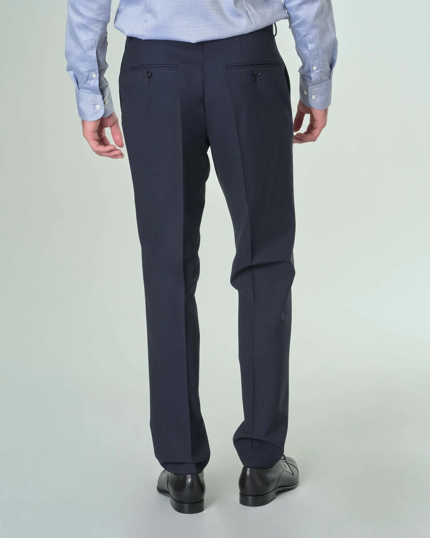 Abito blu in tela di lana stretch