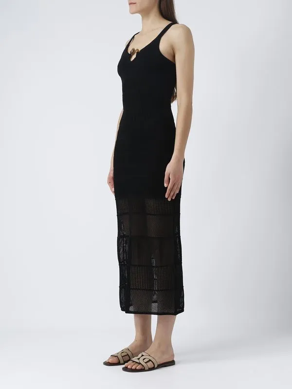 Abito donna Nenette Tancredi in maglia traforata Nero