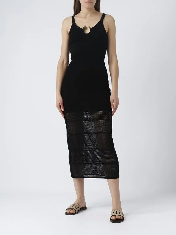 Abito donna Nenette Tancredi in maglia traforata Nero