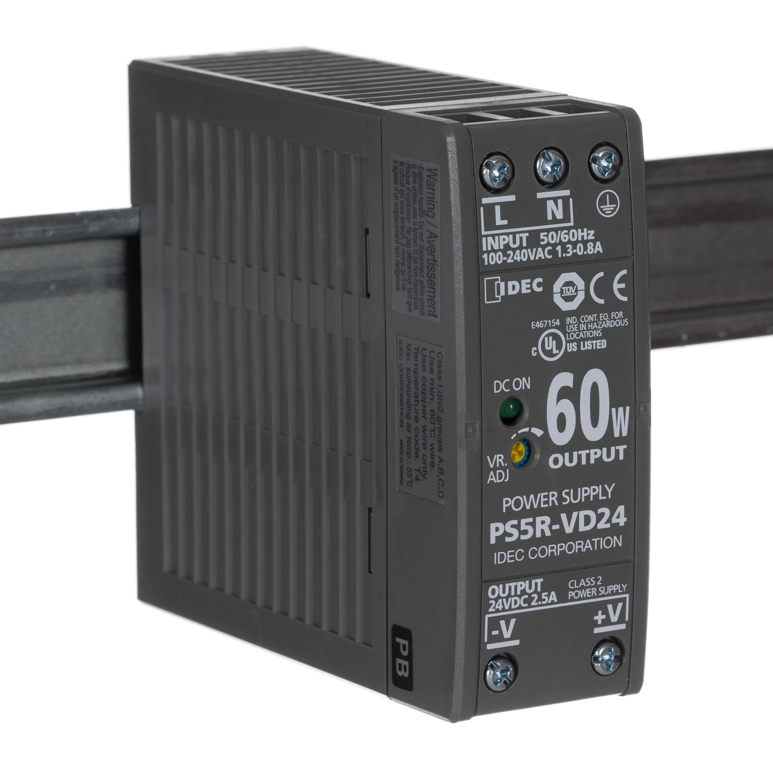 Alimentatore a montaggio su guida DIN Idec, 24V cc, 2.5A, 85 → 264 V ac / 100 → 370V cc, 60W
