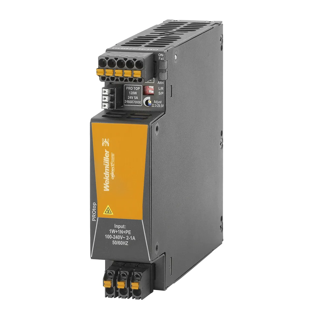 Alimentatore a montaggio su guida DIN Weidmuller, 24V cc, 5A, 100 → 277 V ac / 120 → 340V cc, 120W