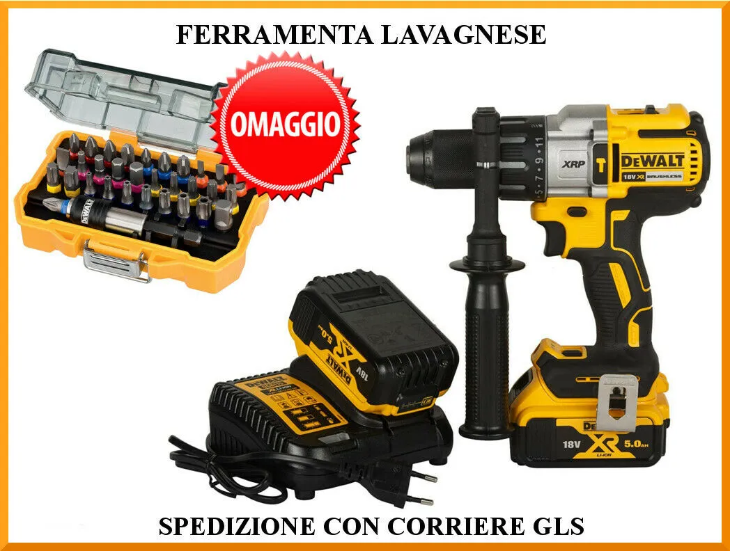 Avvitatore a percussione DeWALT DCD996 + 2 Batterie 5.0 Ah 18 V + caricabatteria 