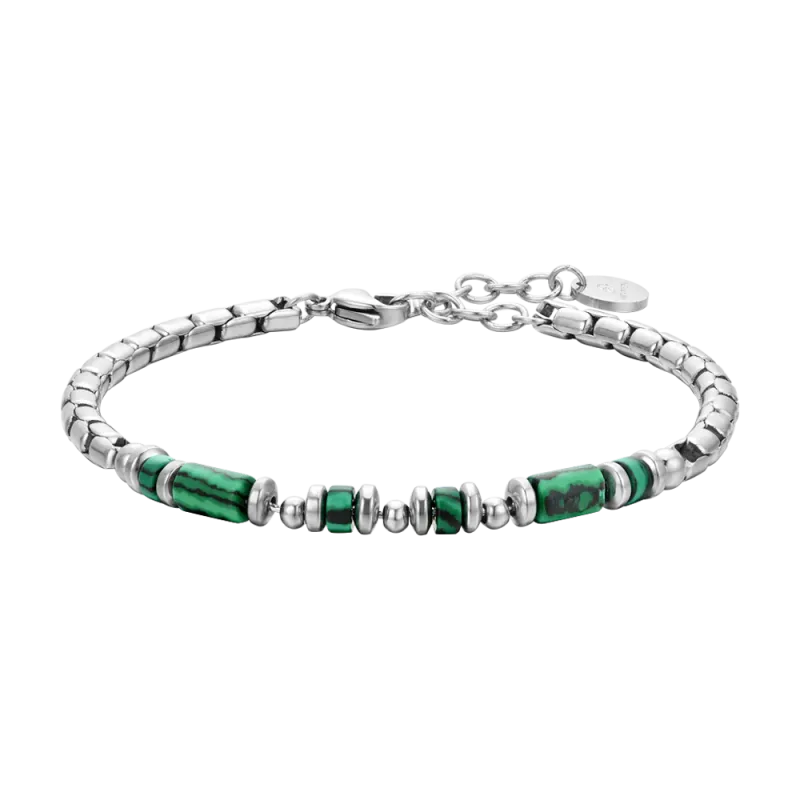 BRACCIALE UOMO IN ACCIAIO MALACHITE VERDE