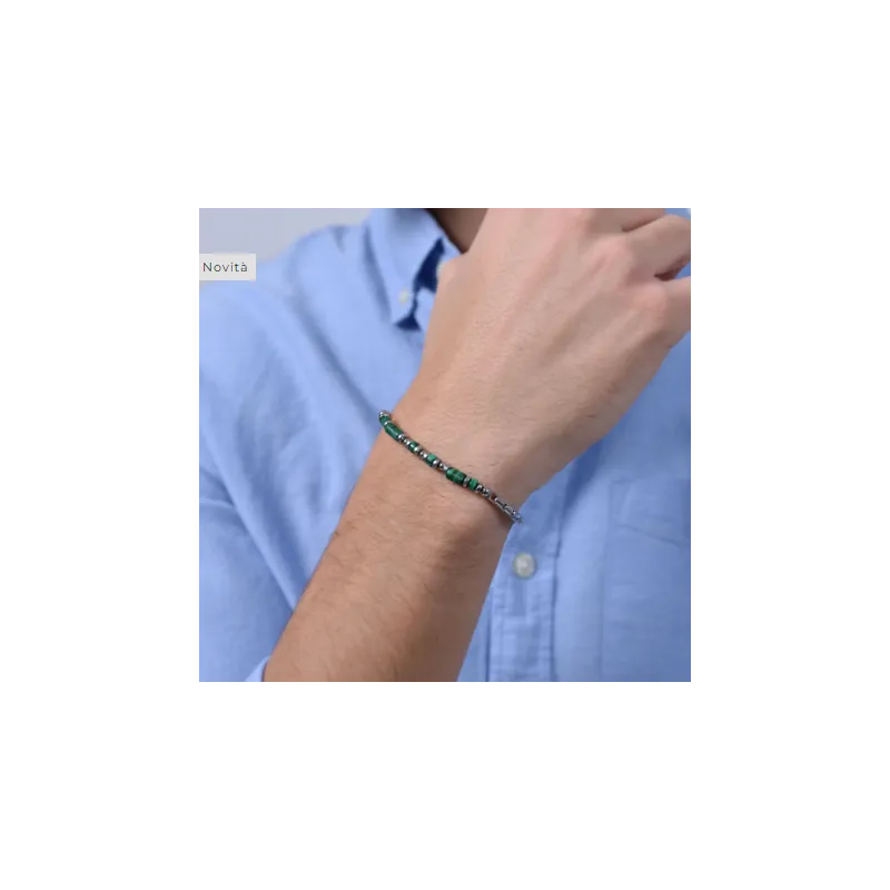 BRACCIALE UOMO IN ACCIAIO MALACHITE VERDE