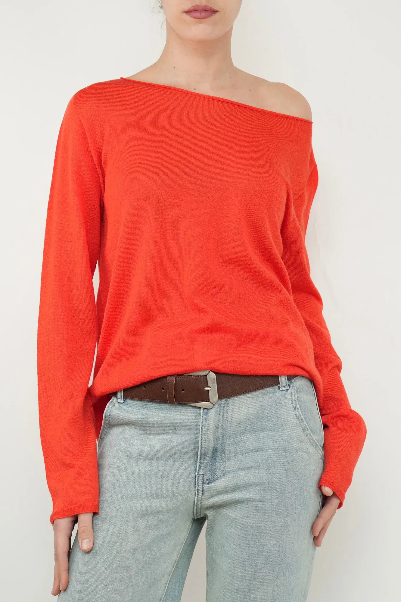 Bulier-Maglia scollo barca lana vergine merino Zegna Baruffa - Arancio