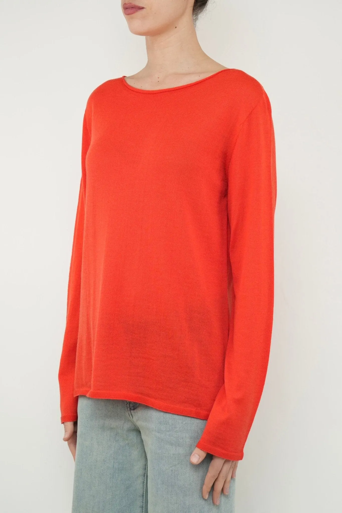 Bulier-Maglia scollo barca lana vergine merino Zegna Baruffa - Arancio