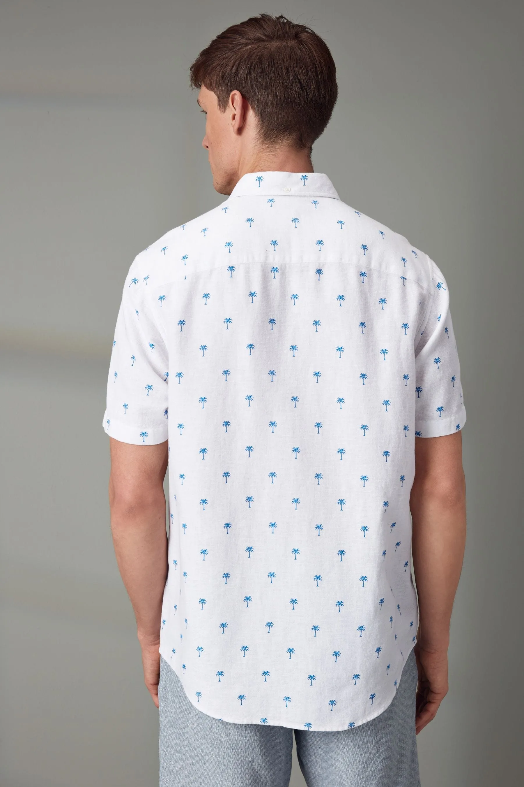 Camicia in misto lino con Manica corta stampata