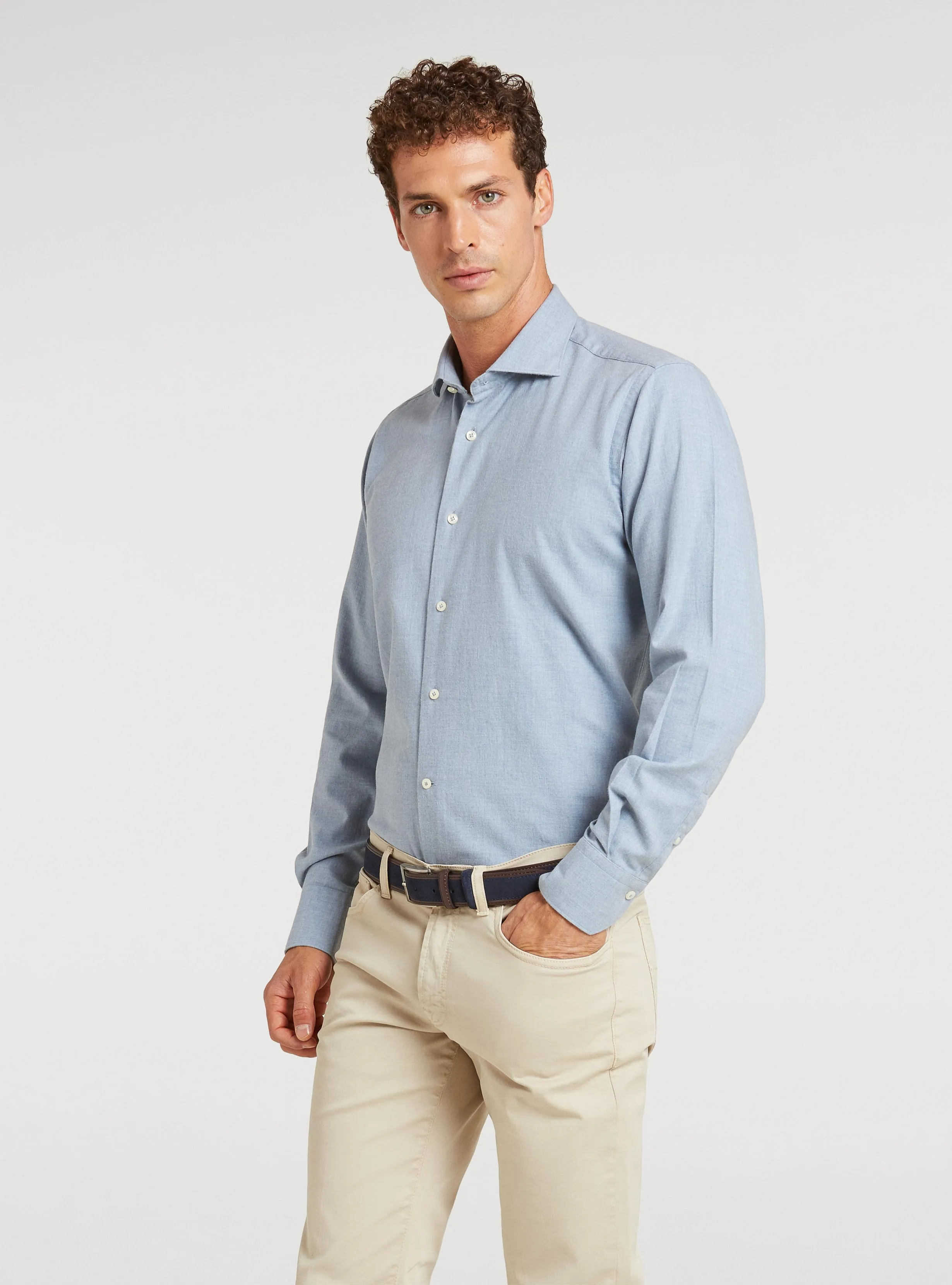   Camicia tinta unita in flanella      