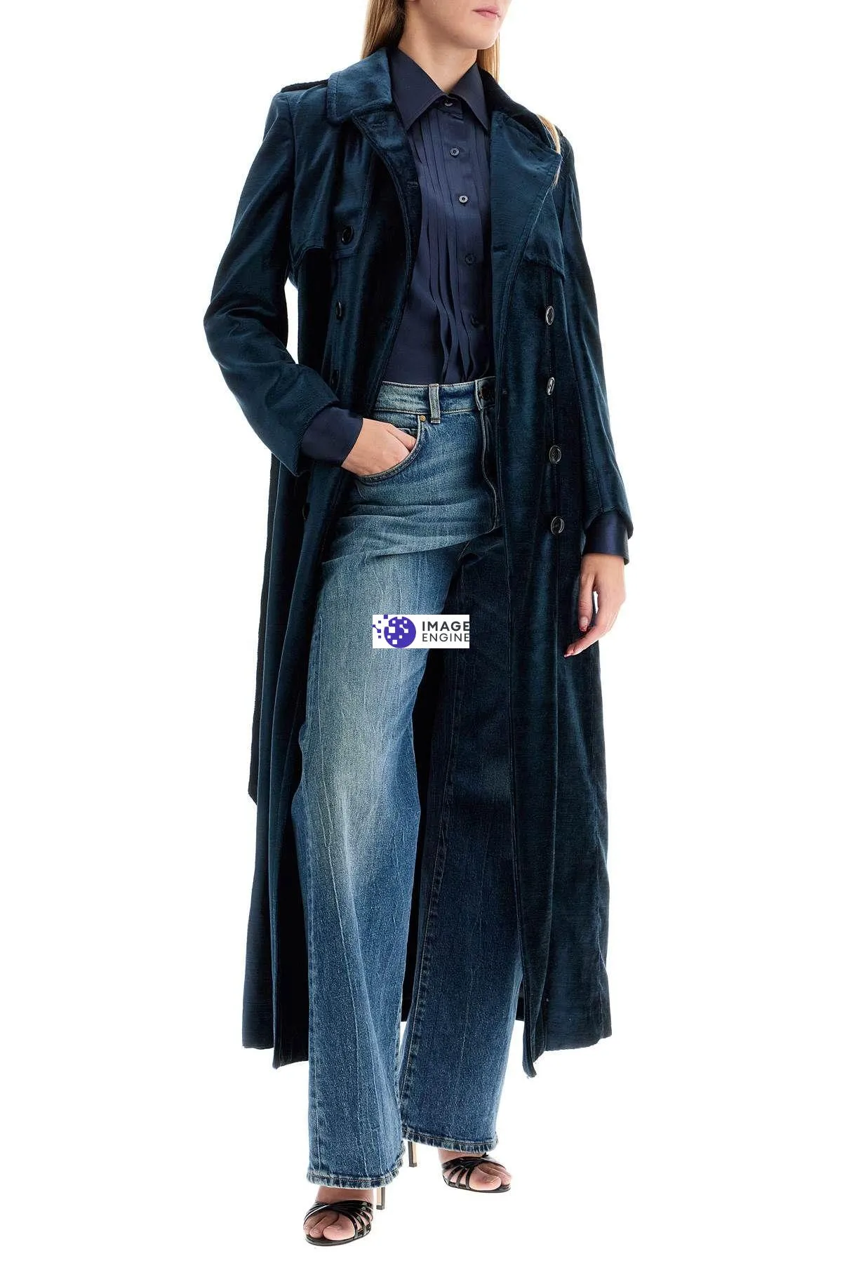 Cappotto doppiopetto in velluto fiammato