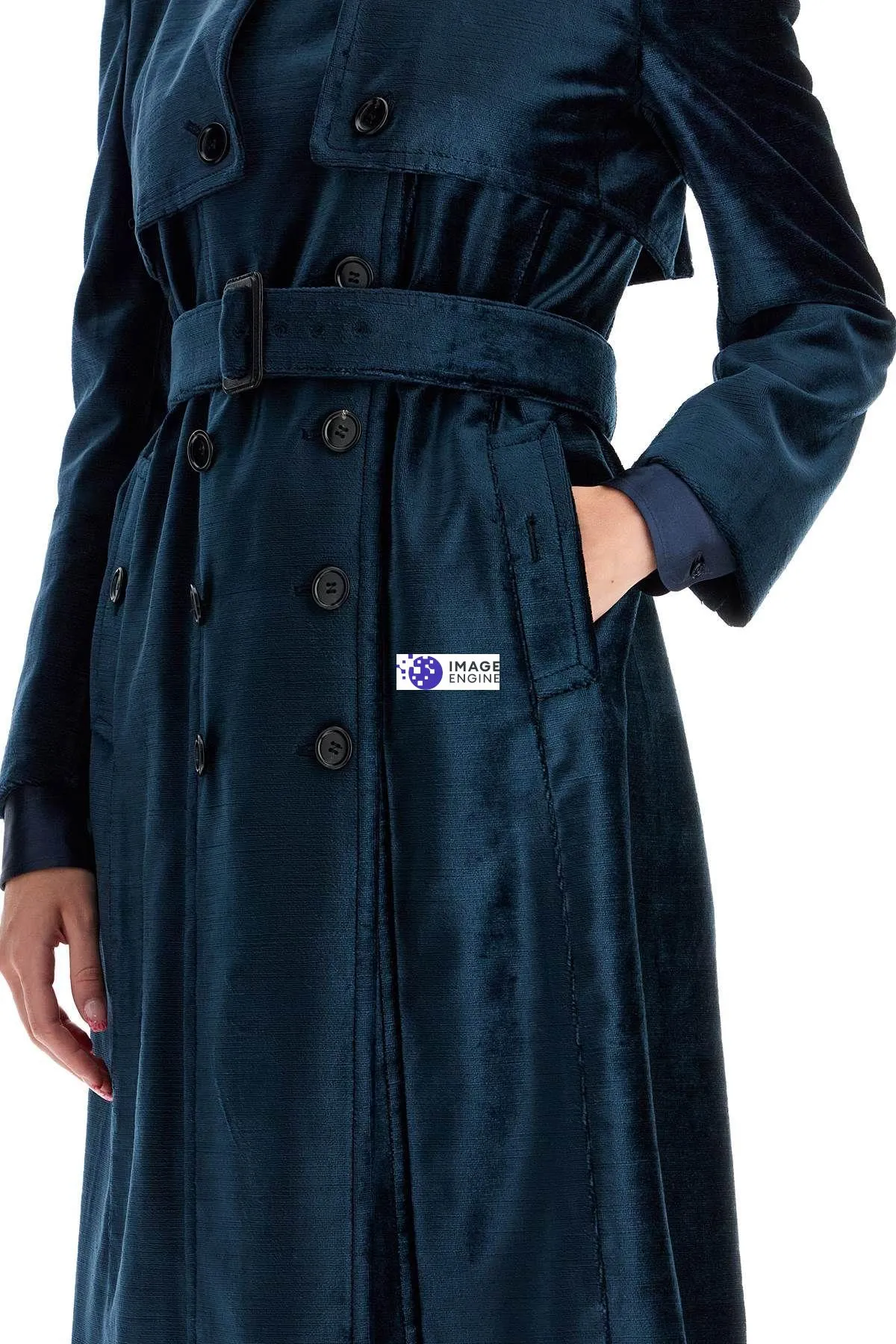 Cappotto doppiopetto in velluto fiammato