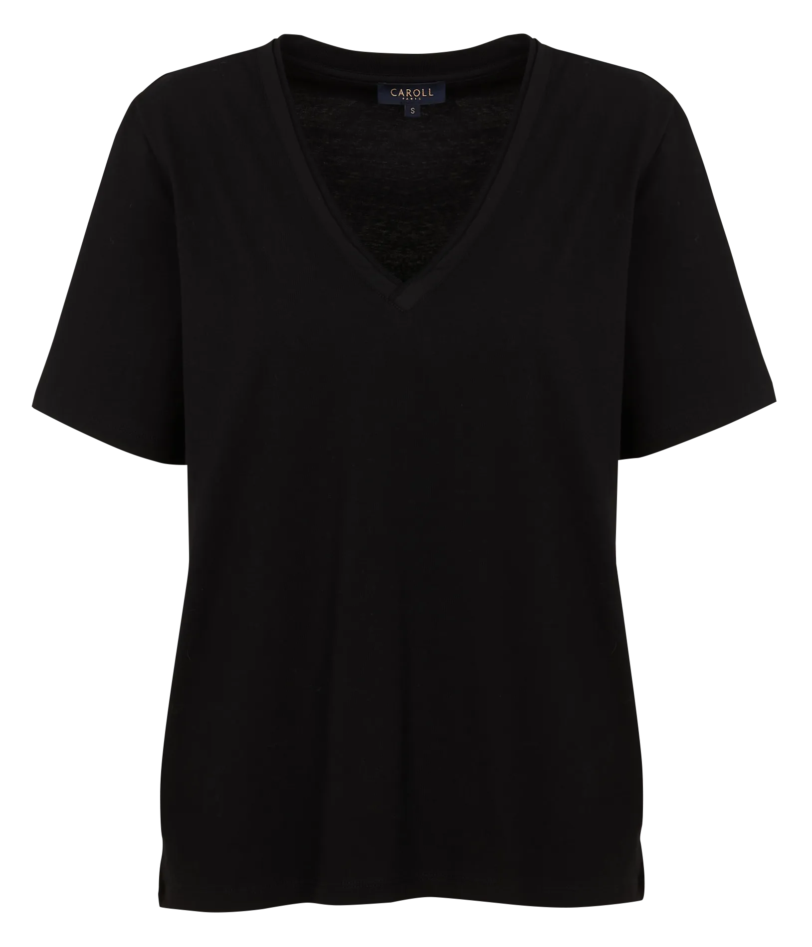  CAROLL   TSALLY - T-shirt scollo a V in cotone | Nero