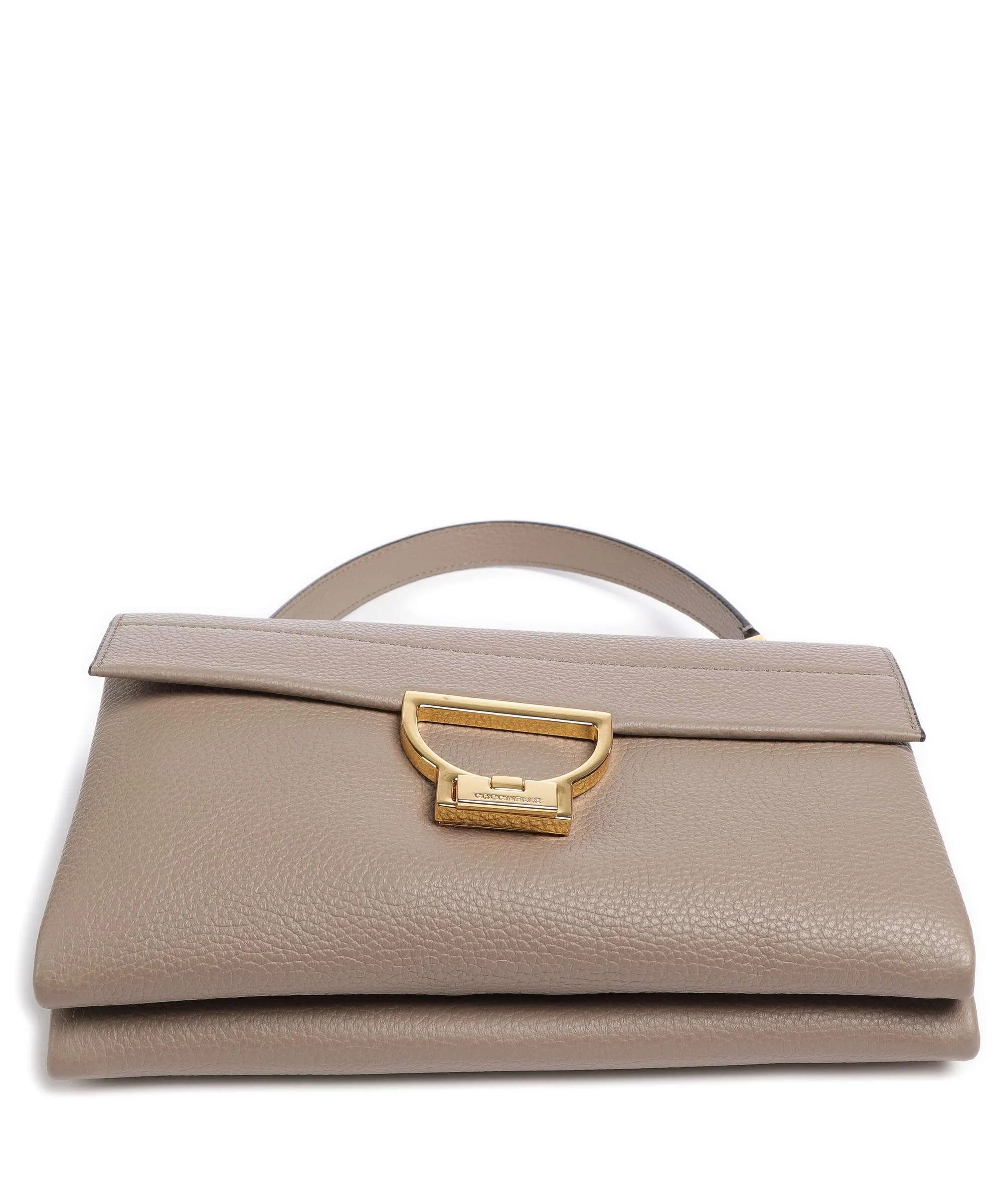  Coccinelle Arlettis Signature Borsa a mano pelle di vacchetta grana taupe  