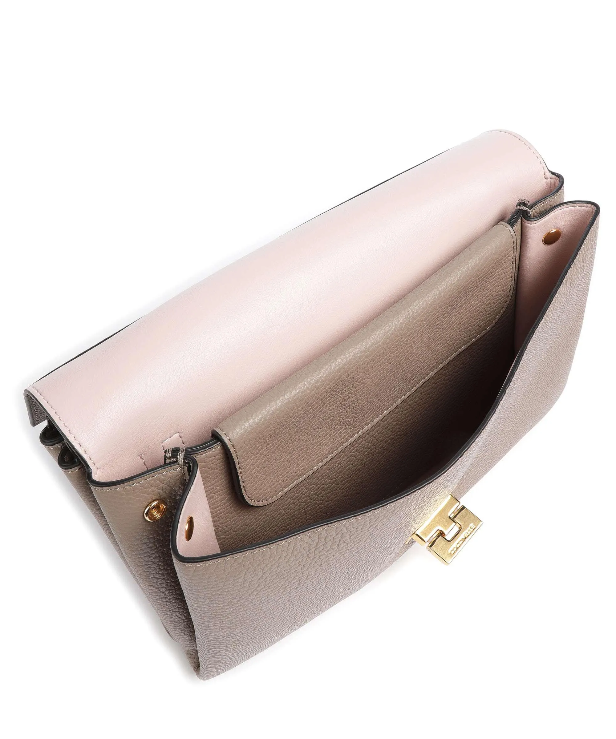  Coccinelle Arlettis Signature Borsa a mano pelle di vacchetta grana taupe  