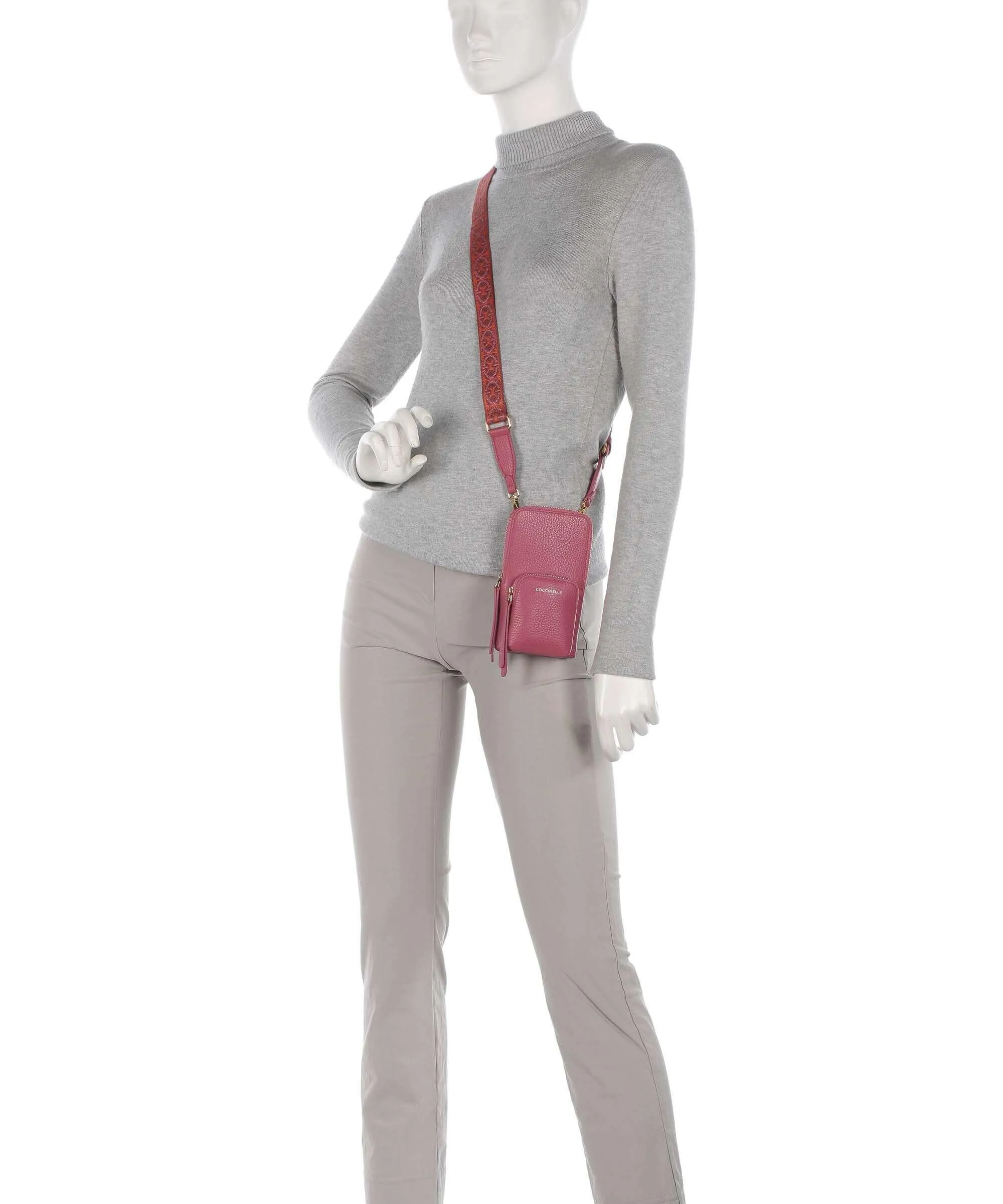  Coccinelle Pixie Borsetta porta cellulare pelle di vacchetta grana rosa antico  