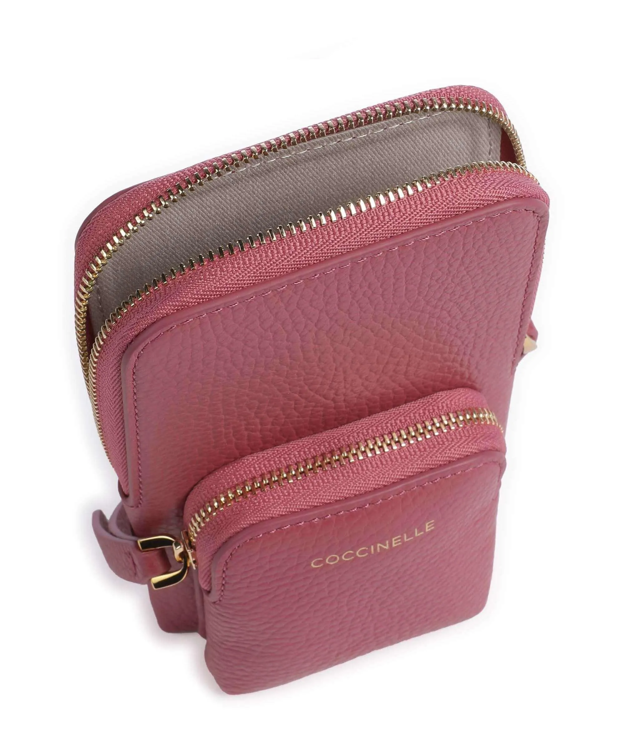  Coccinelle Pixie Borsetta porta cellulare pelle di vacchetta grana rosa antico  