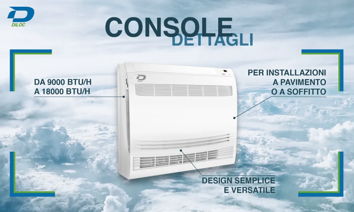 Condizionatore Split Unità Esterna 4,1 Kw con Unità Interna pavimento da 2,7 KW, 9000 BTU - NAICON D.FREEDOM240+CONS 9 