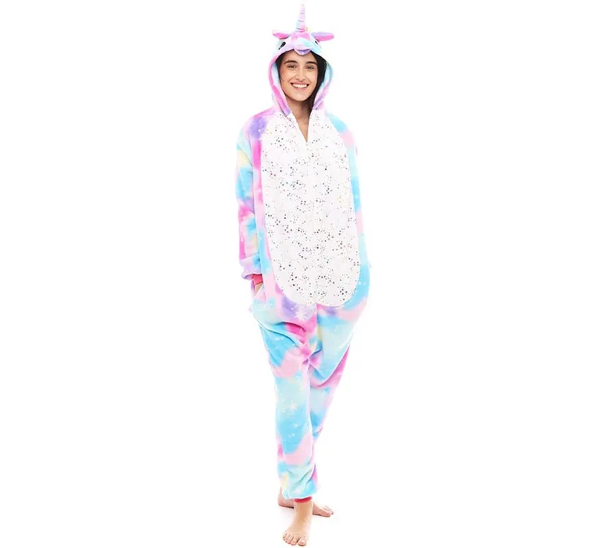 Costume pigiama da unicorno rosa e blu per donna