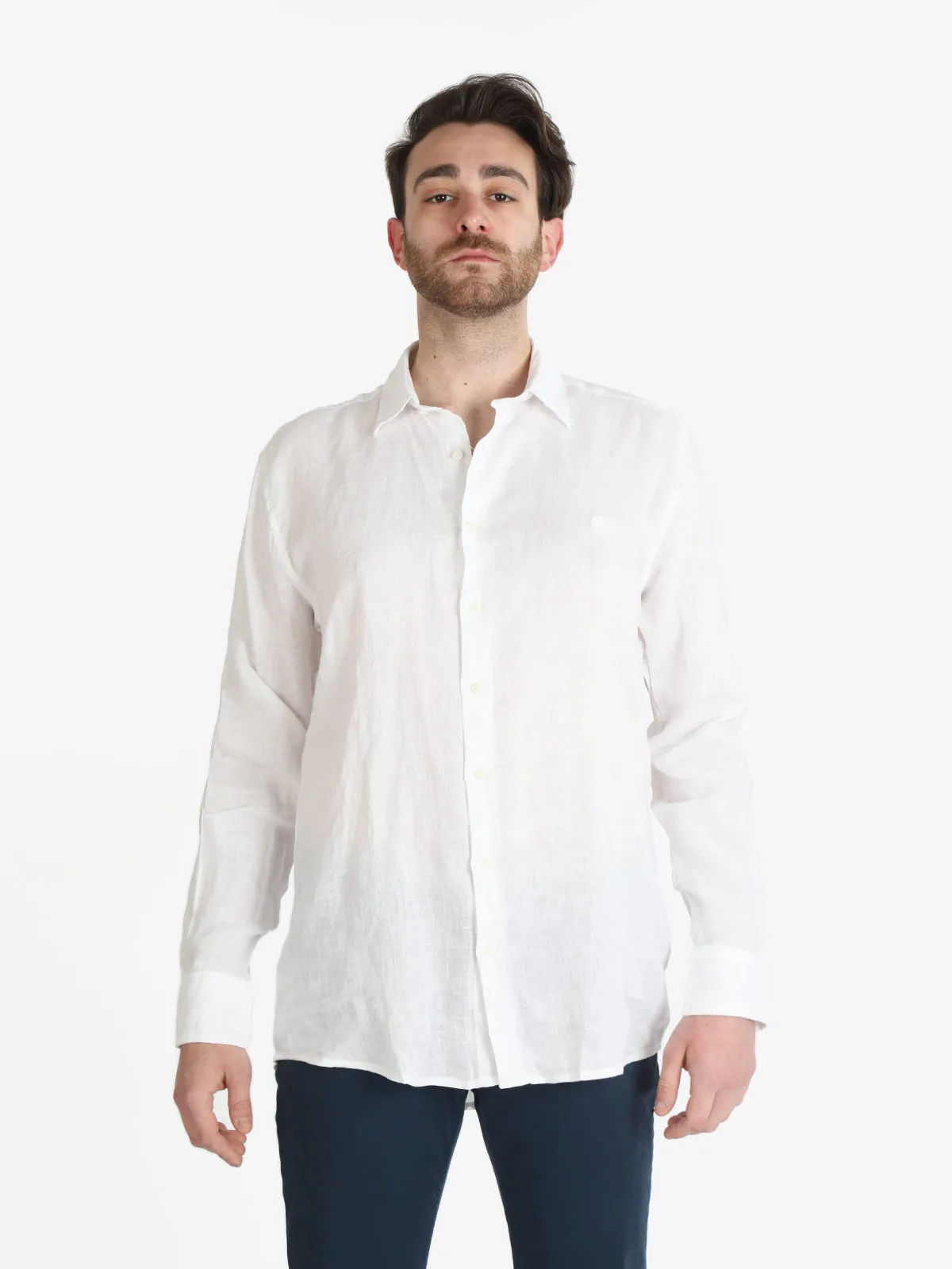 Coveri Collection Chemise en lin à manches longues pour hommes