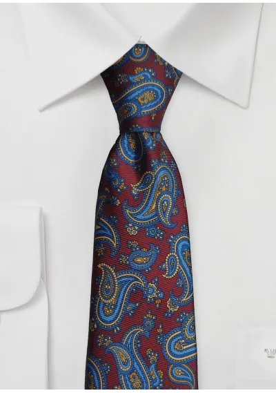 Cravatta da uomo con motivo Paisley marrone rosso