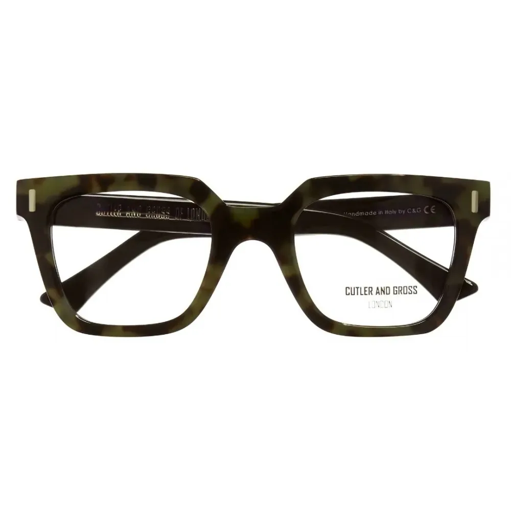 Cutler & Gross - 1305 Square Optical Glasses - Green Camo on Black - Luxury - Cutler & Gross Eyewear