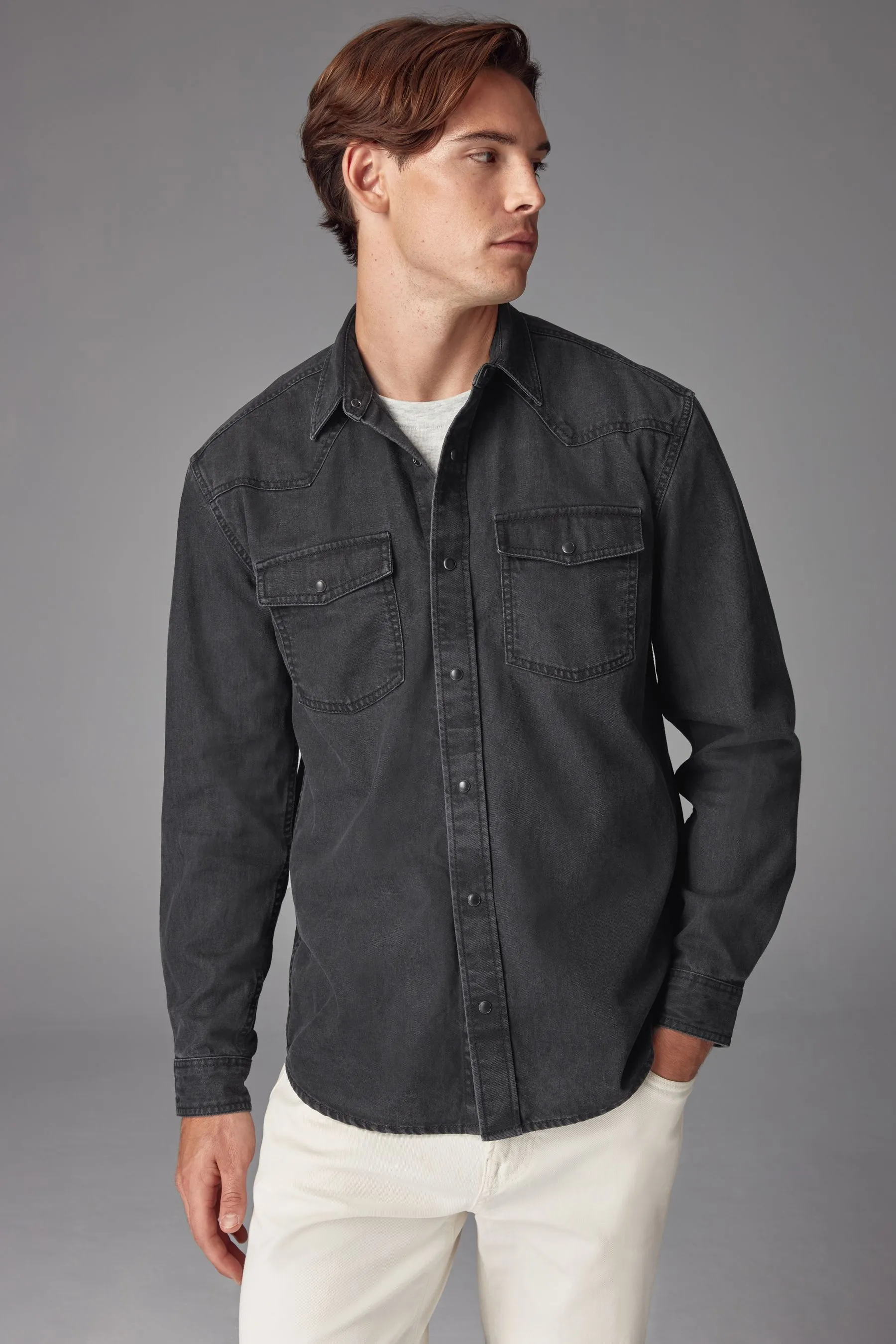 Denim Western 100% Cotton Long Sleeve Shirt    