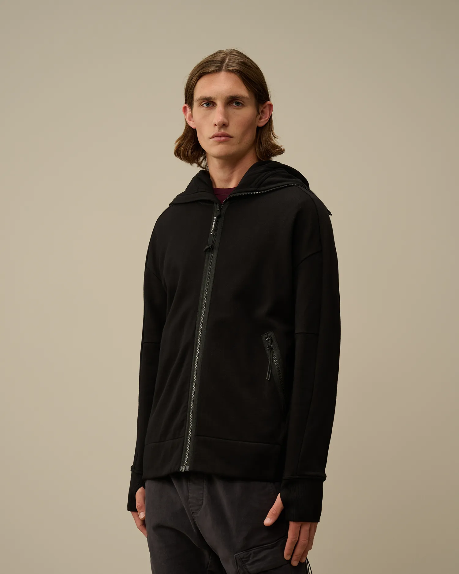Diagonal Raised Fleece Explorer Zipped Hooded Sweatshirt