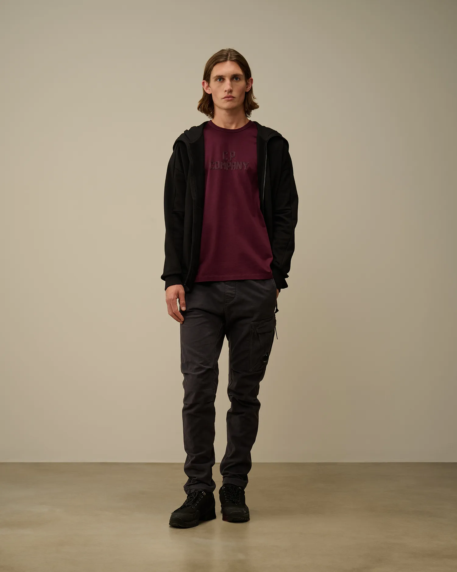 Diagonal Raised Fleece Explorer Zipped Hooded Sweatshirt