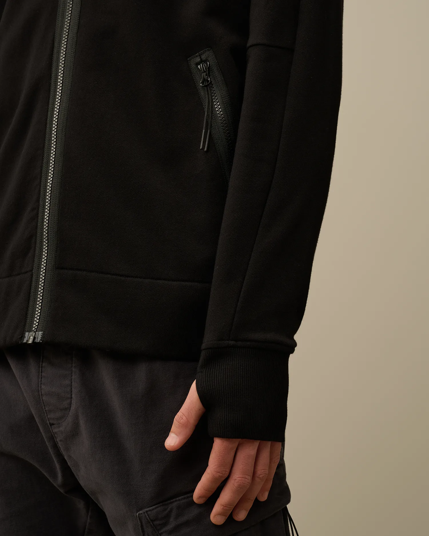 Diagonal Raised Fleece Explorer Zipped Hooded Sweatshirt