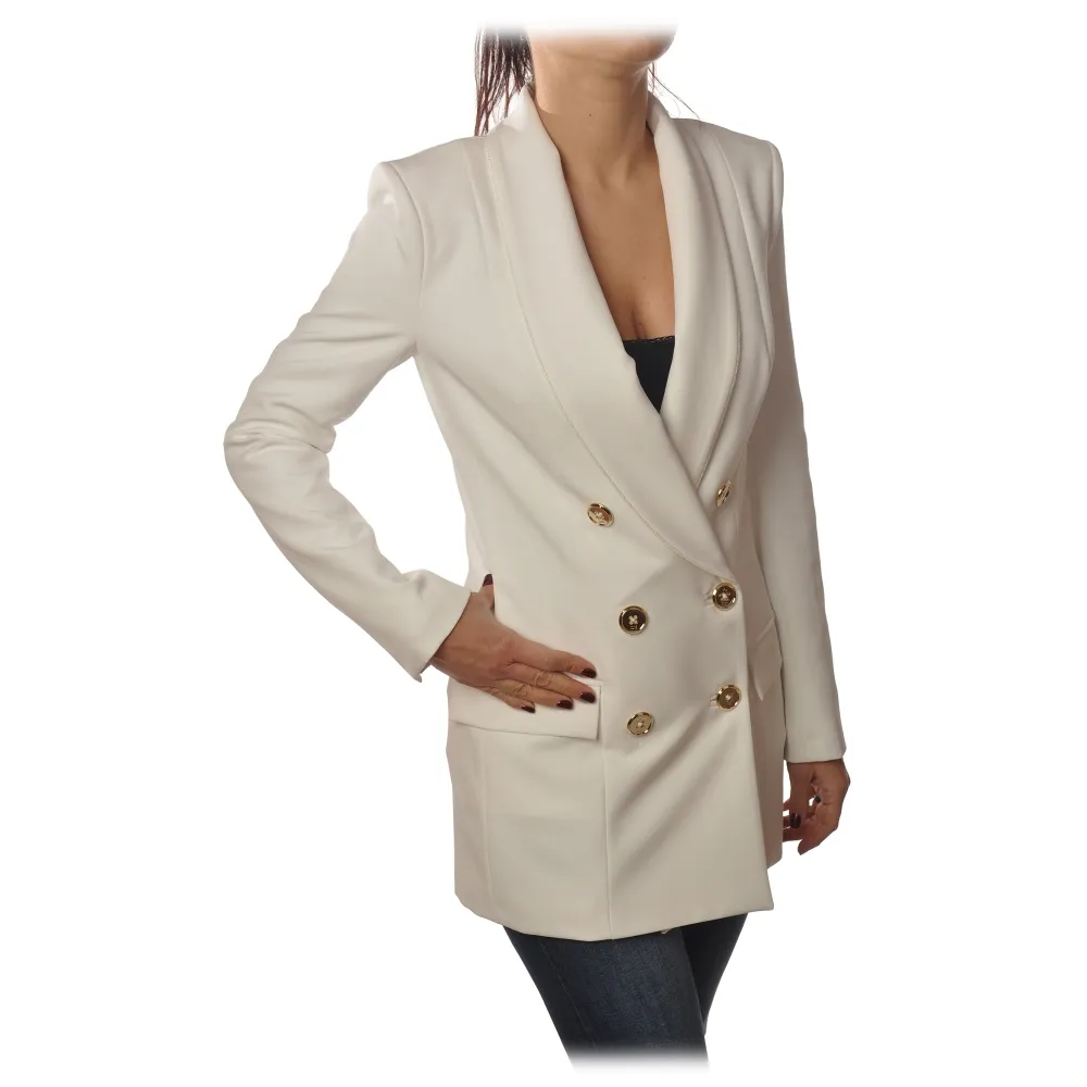 Elisabetta Franchi - Giacca Doppio Petto Manica Lunga - Bianco - Giacca - Made in Italy - Luxury Exclusive Collection