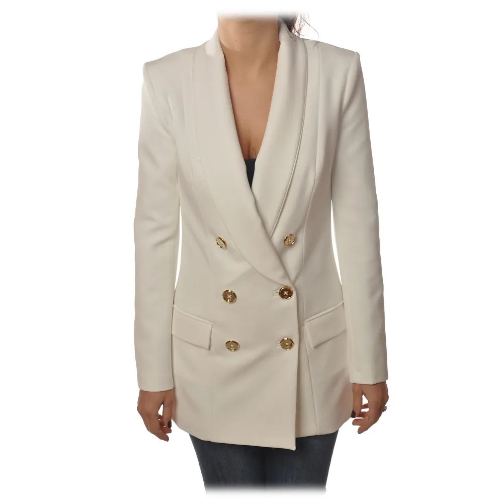 Elisabetta Franchi - Giacca Doppio Petto Manica Lunga - Bianco - Giacca - Made in Italy - Luxury Exclusive Collection