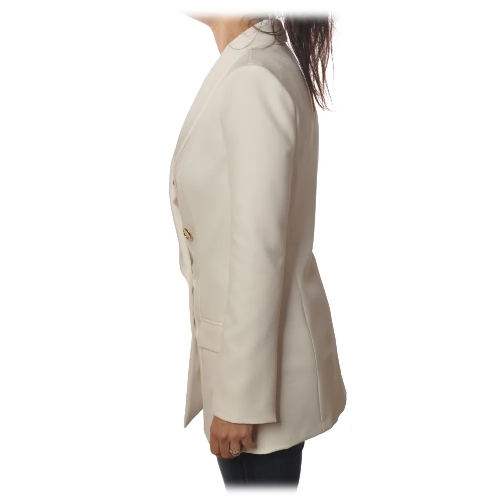 Elisabetta Franchi - Giacca Doppio Petto Manica Lunga - Bianco - Giacca - Made in Italy - Luxury Exclusive Collection
