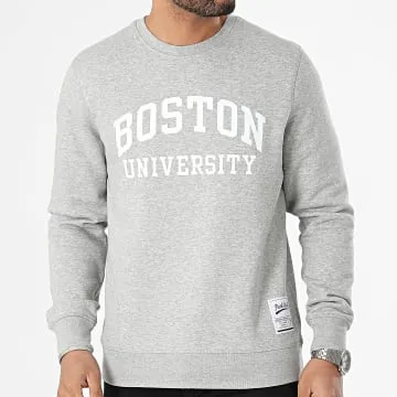 Felpa Boston a girocollo Grigio Heather Bianco
