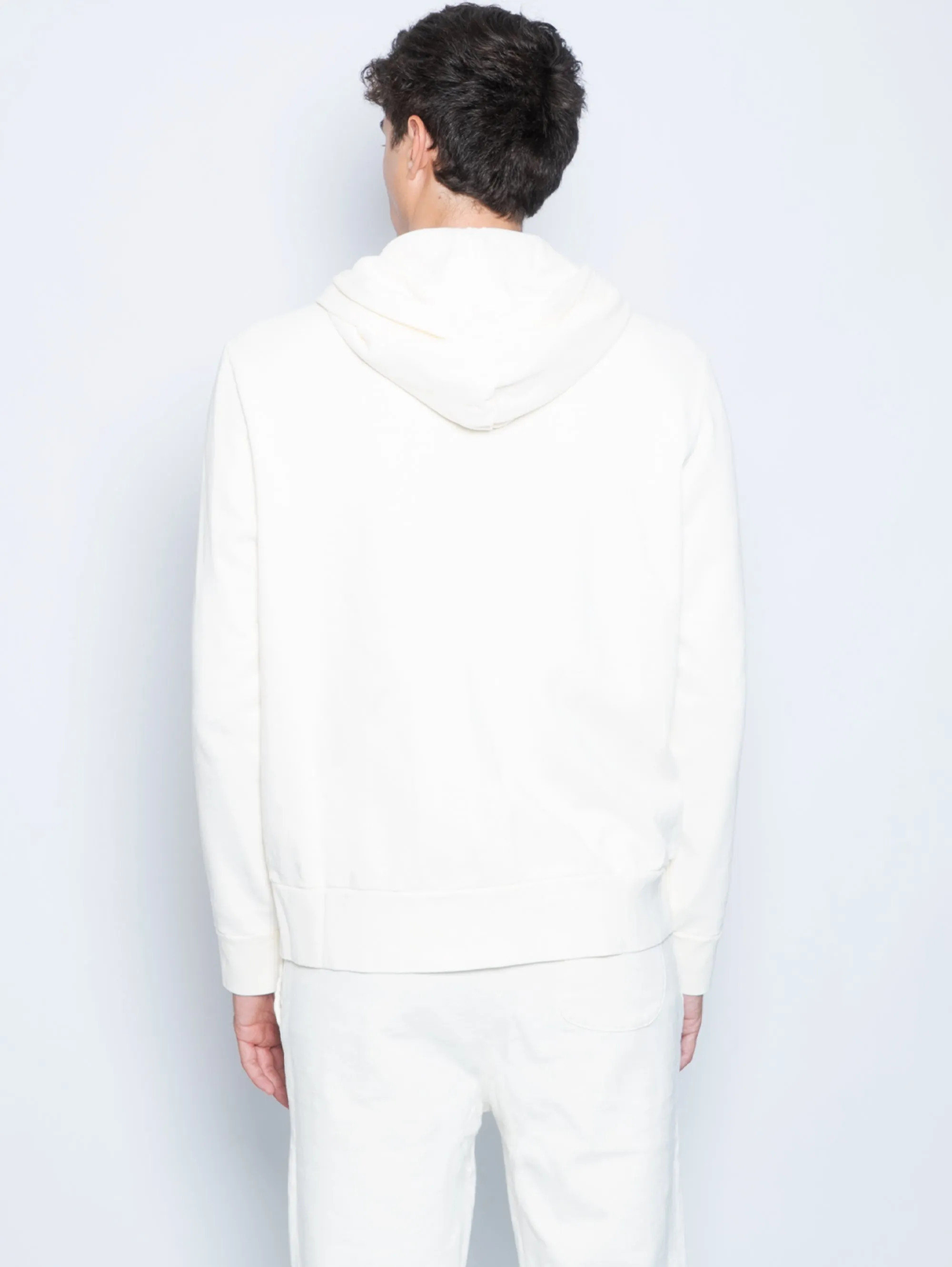 Felpa con Cerniera in Spugna Loopback Crema