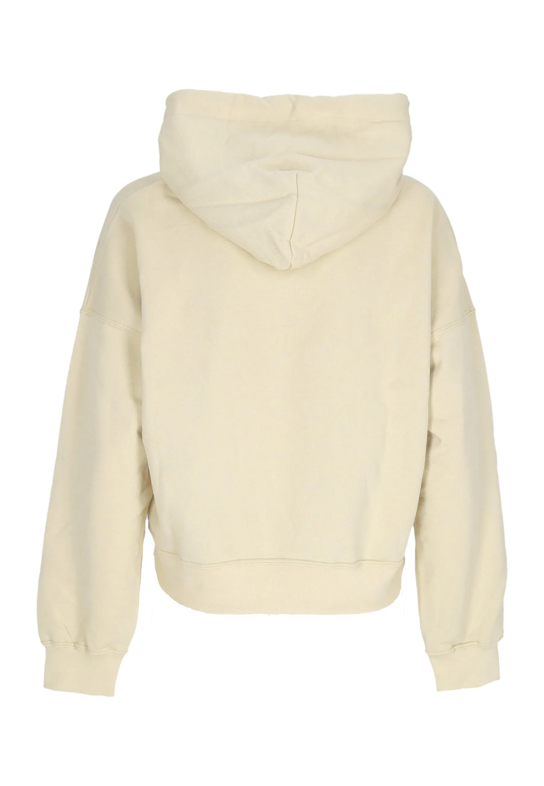 Felpa Leggera Cappuccio Corta Donna W Logo Embroidery Crop Top Hoodie Gravel