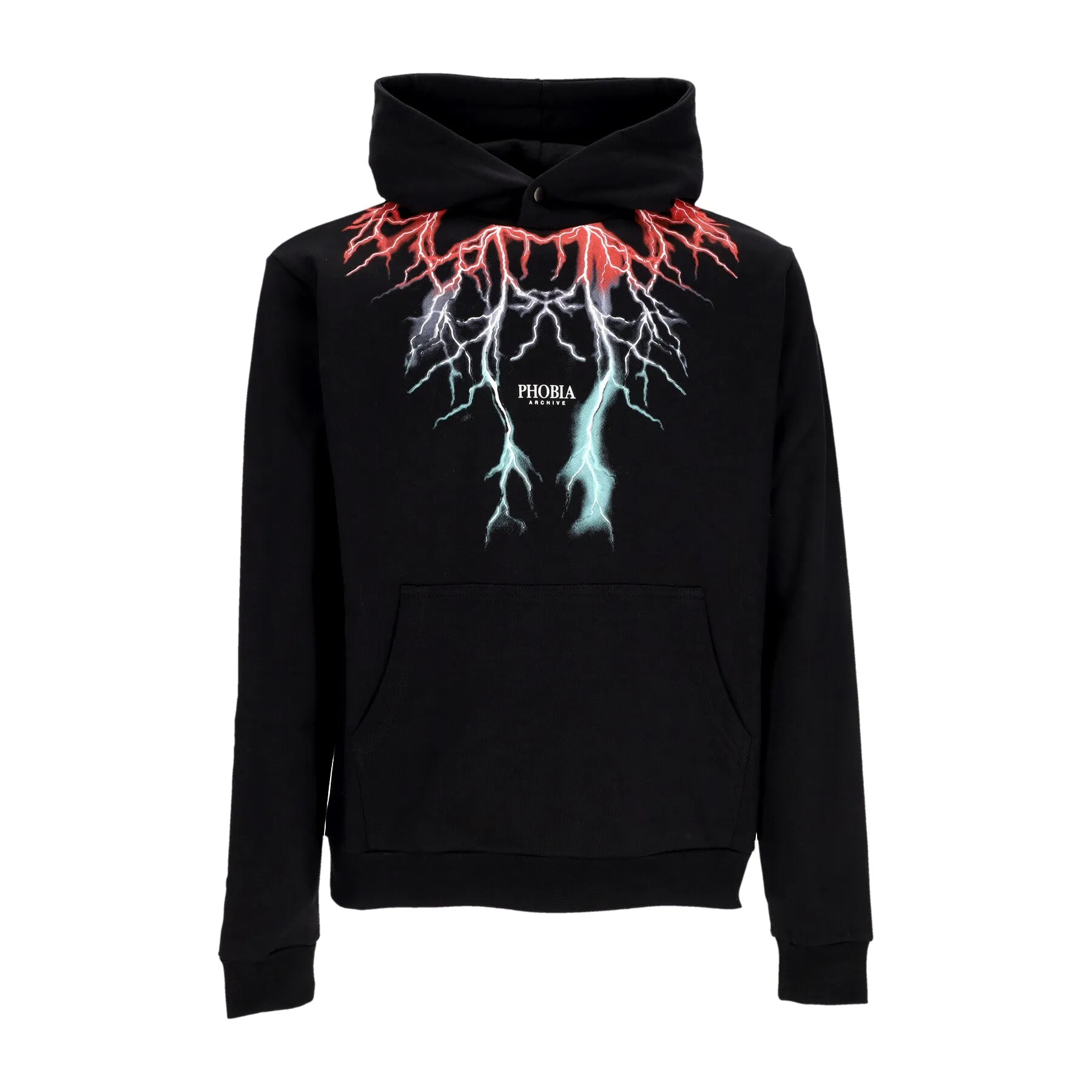 Felpa Leggera Cappuccio Uomo Bicolor Lightning Print Hoodie Black