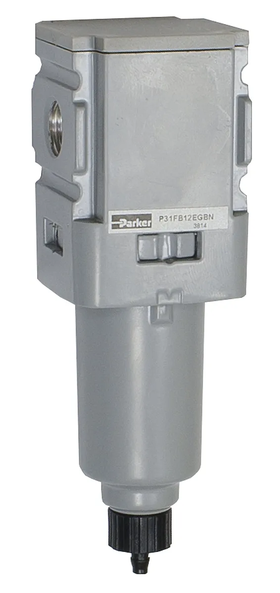 Filtro pneumatico Parker P31FB12EMBN, filtrazione 5μm, portata max 25SCFM, attacco G 1/4, scarico Impulso