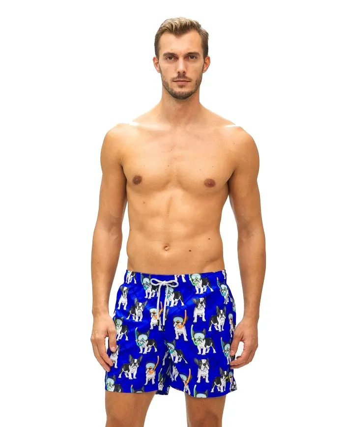 FK Effek F**k Costume Mare Uomo 2031U P-ET Boxer Corto Bermuda Cani Blu 01 BULLDOG