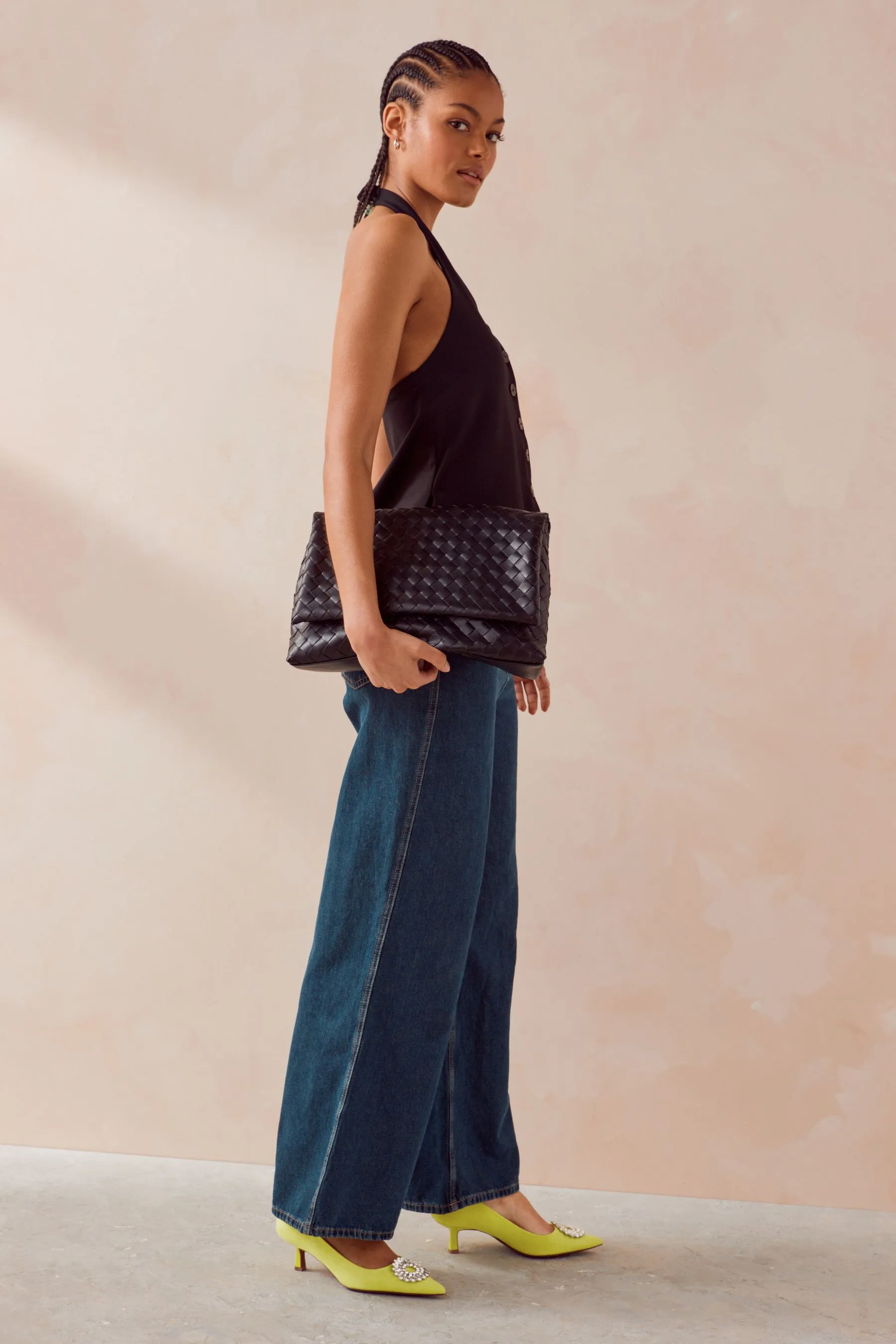 Forever Comfort - Scarpe con tacco a rocchetto e finiture con gioielli