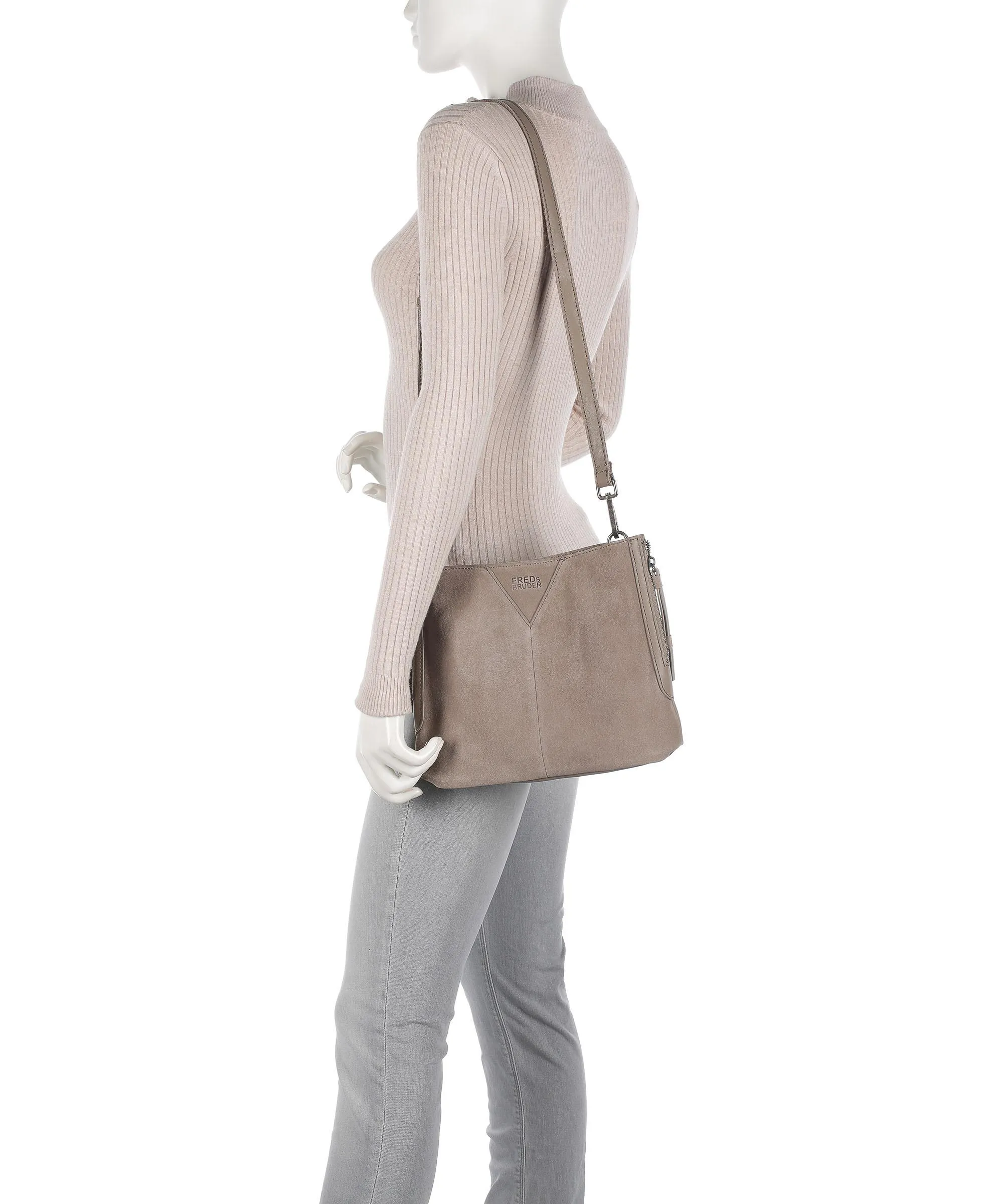  FredsBruder Grynn Borsa a tracolla pelle ruvida, pelle a grana fine taupe  