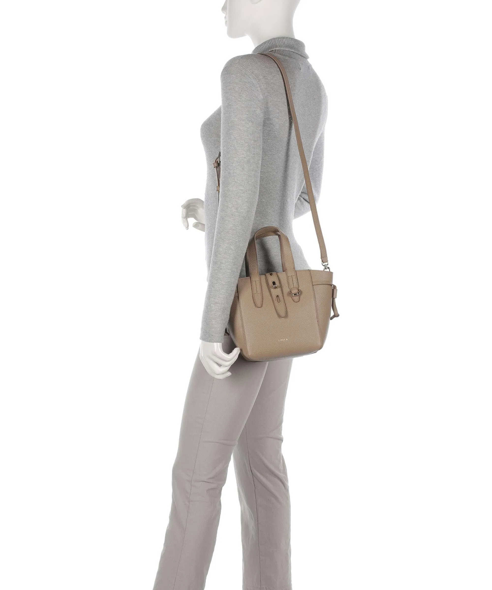  Furla Net Mini Borsa a tracolla pelle granulata taupe  