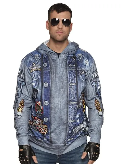 Giacca da motociclista blu per uomo