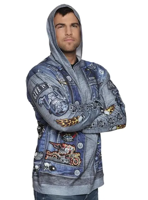 Giacca da motociclista blu per uomo