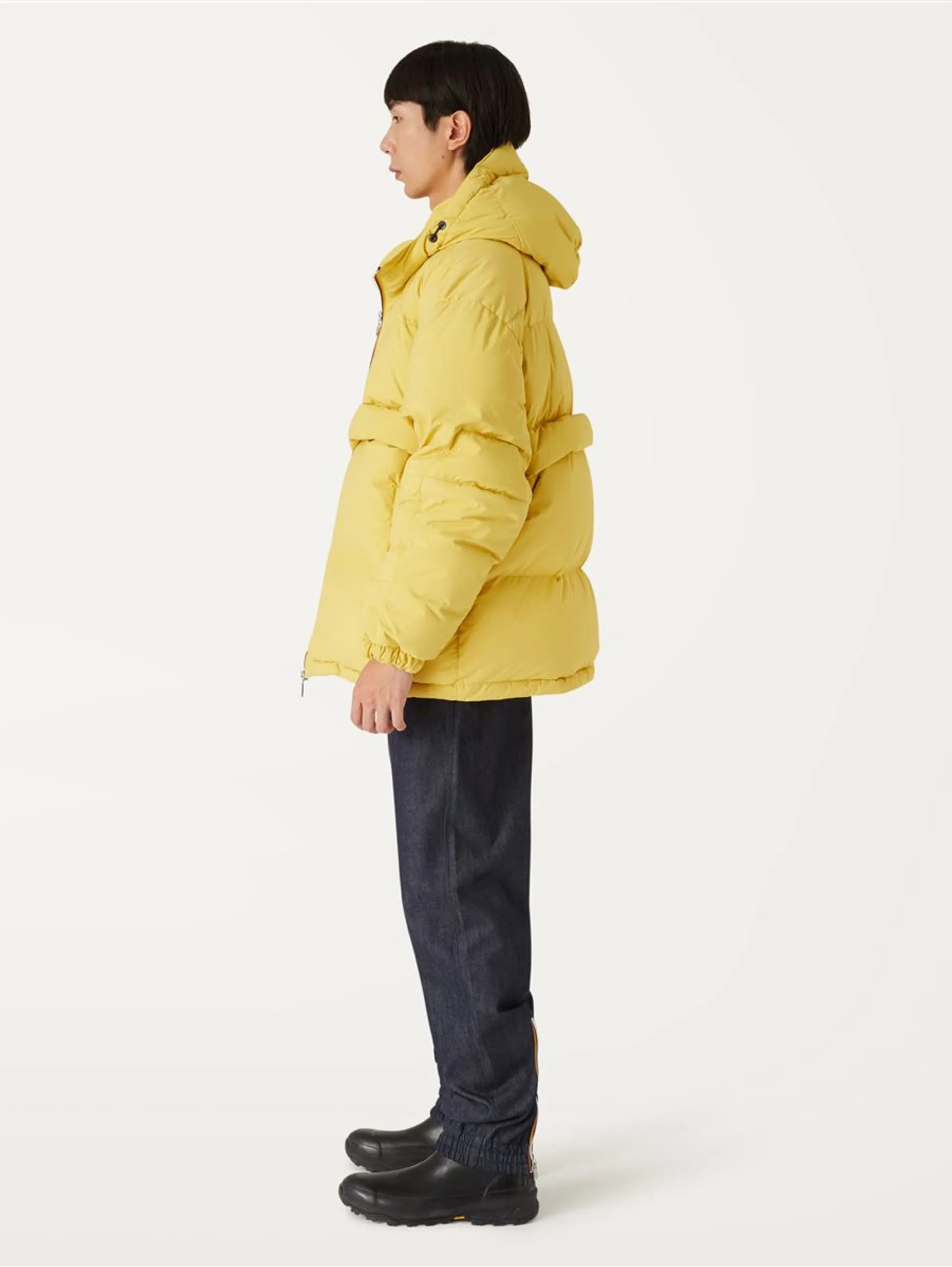 Giacca in Nylon Riciclato con Cappuccio Giallo