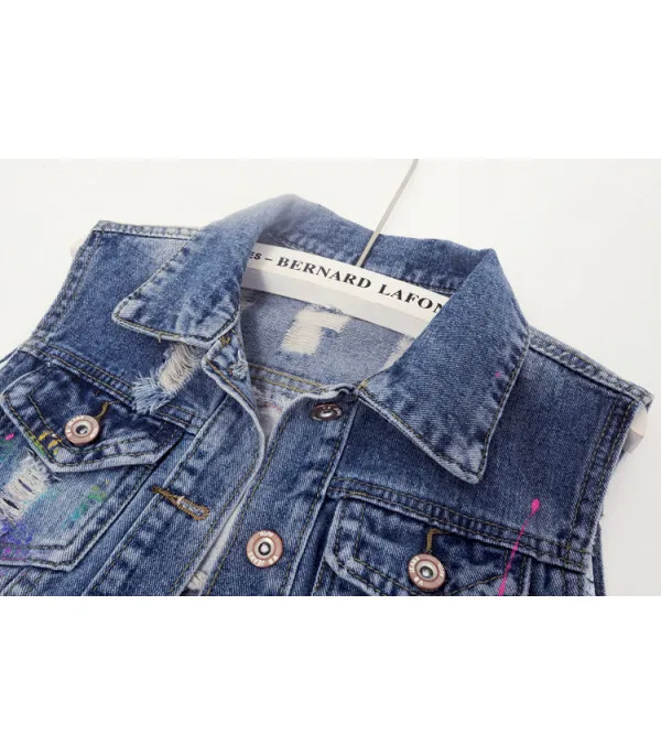 Gilet denim blackflowers