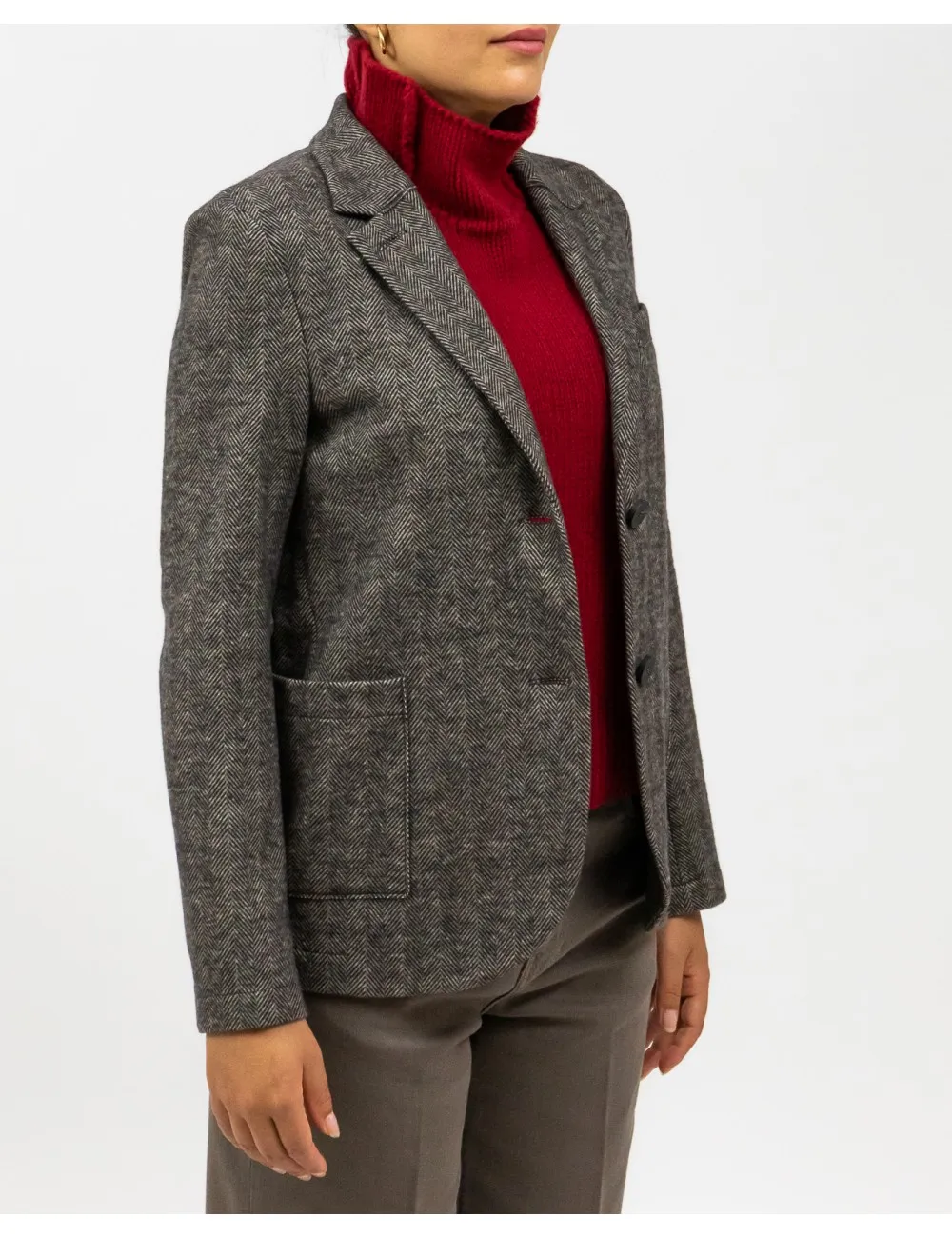 Harris Wharf London - Blazer Moleskin Marrone Donna
