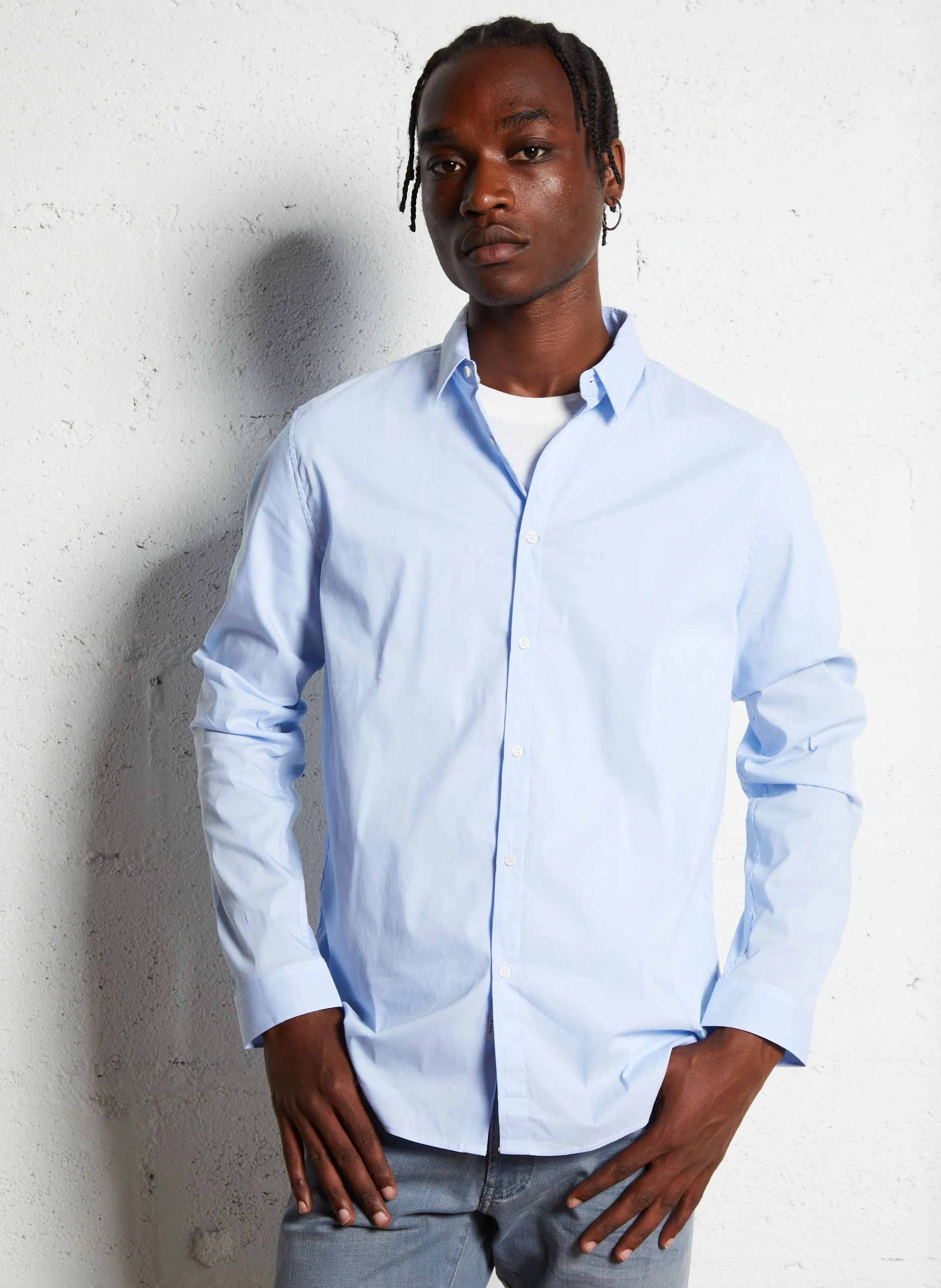  IKKS   Camicia collo classico slim fit in misto cotone | Blu